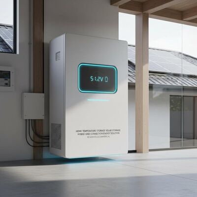 Almacenamiento de temperatura del hogar, almacenamiento solar, batería de 51,2 V, solución de energía híbrida conectada a la red para uso residencial y comercial