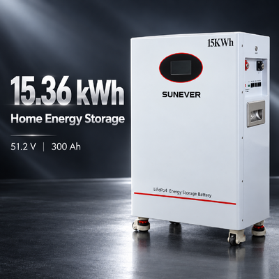 Batería doméstica SUNEVER TD-15 de 15 kWh LiFePO4 51,2 V 300 Ah de pie para almacenamiento de energía solar