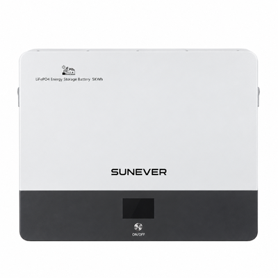 Batería de almacenamiento de energía solar SUNEVER 5kWh montada en pared LiFePO4	 51.2V 100Ah para sistema de almacenamiento de batería solar