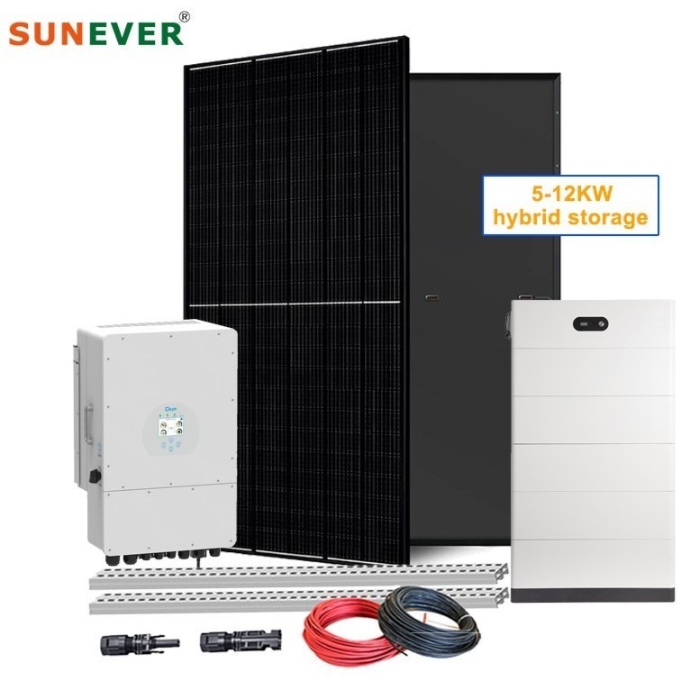 Tiempo de trabajo 24 horas 6kw 8kw 10kw Batería híbrida de plomo-ácido Sistema de energía solar para el hogar
