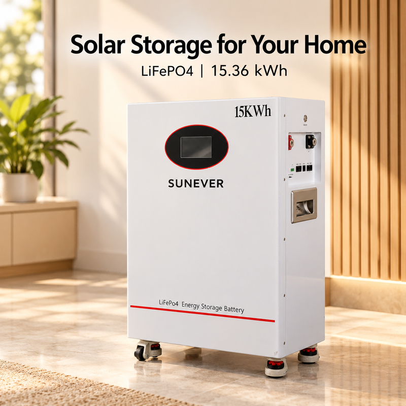 Batería Solar SUNEVER TD-15 15kWh para Respaldo en el Hogar 51.2V 300Ah LiFePO4 de Pie