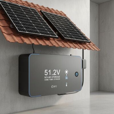 51.2v Almacenamiento solar Batería Almacenamiento de temperatura para el hogar Panel solar Almacenamiento de energía alimentado por paneles solares para sistemas residenciales de energía solar